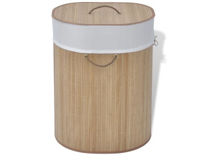 Bambusový prádelní koš oválný přírodní odstín 242727