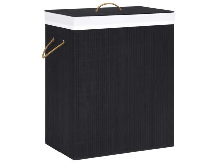 Bambusový koš na prádlo s jednou přihrádkou černý 83 l 320758