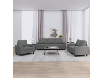 3dílná sedací souprava tmavě šedá textil 3201867