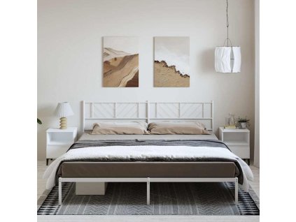 Kovový rám postele s čelem bílý 193 x 203 cm 372234