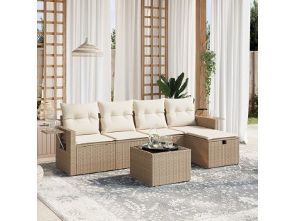 6dílná zahradní sedací souprava s poduškami béžová polyratan 3263784