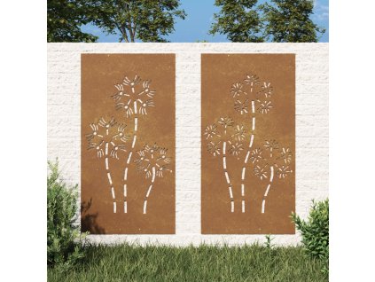 Zahradní nástěnné dekorace 2 ks 105x55cm cortenová ocel Květina 824487