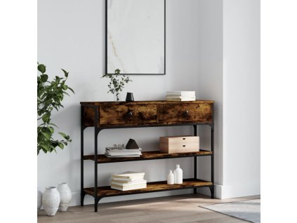 Konzolový stolek kouřový dub 100 x 25 x 75 cm kompozitní dřevo 834182