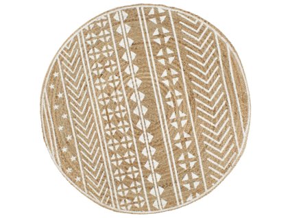 Ručně vyrobený koberec z juty s bílým potiskem 120 cm 133693