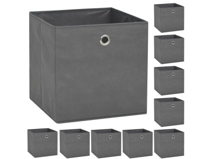 Úložné boxy 10 ks netkaná textilie 32 x 32 x 32 cm šedé 245748