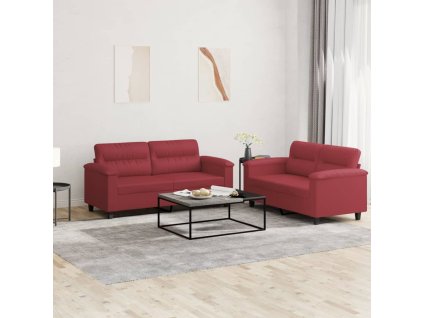 2dílná sedací souprava s poduškami vínová umělá kůže 3202365