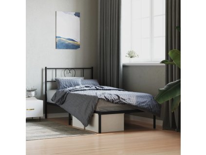 Kovový rám postele s čelem černý 90 x 200 cm 355456