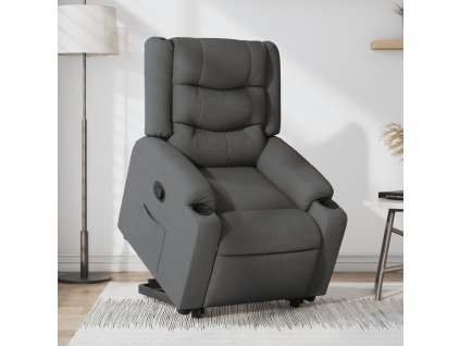 Zvedací polohovací křeslo tmavě šedé textil 3206574