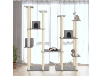 Škrabadlo pro kočky se sisalovými sloupky světle šedé 174 cm 171534