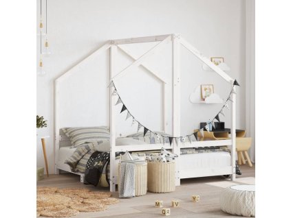 Dětská postel bílá 2x (70 x 140) cm masivní borové dřevo 3200593