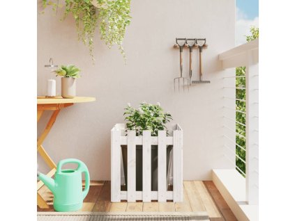 Zahradní truhlík plotový design bílý 50x50x50 cm masiv borovice 832453