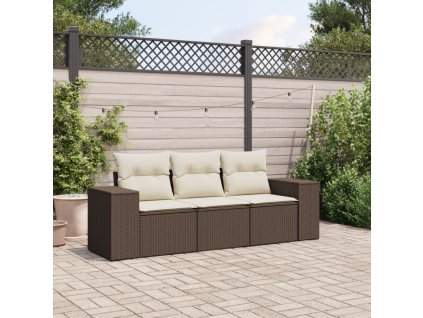 3dílná zahradní sedací souprava s poduškami hnědá polyratan 3254600