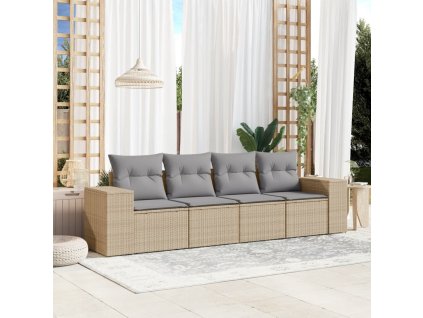 4dílná zahradní sedací souprava s poduškami béžová polyratan 3254616