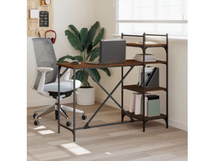 Počítačový stůl s policemi hnědý dub 120 x 47 x 109 cm 836217