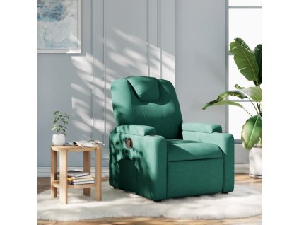 Polohovací křeslo tmavě zelené textil 372371