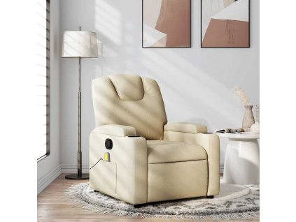 Masážní polohovací křeslo krémové textil 372386