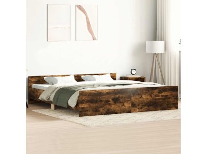 Rám postele s hlavovým a nožním čelem kouřový dub 180 x 200 cm 3203772