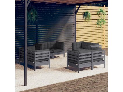 8dílná zahradní sedací souprava a antracitové podušky borovice 3096060