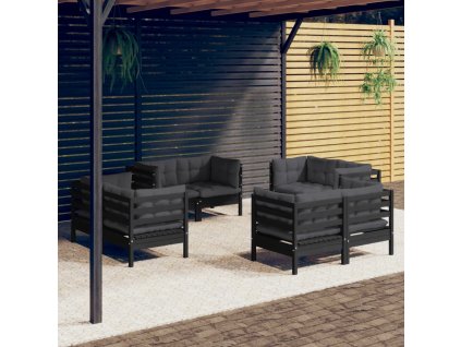 8dílná zahradní sedací souprava a antracitové podušky borovice 3096062