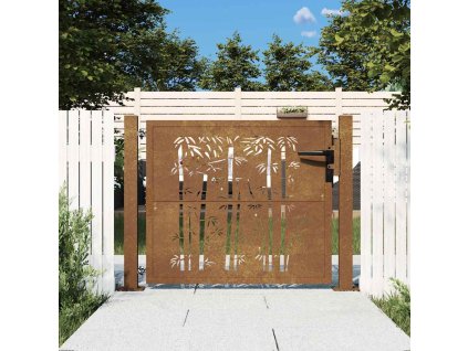 Zahradní branka 100 x 75 cm z cortenové oceli, čtvercový design 153196