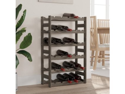 Stojan na víno na 30 lahví šedý masivní borové dřevo 373380