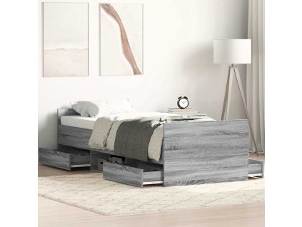 Rám postele s hlavovým a nožním čelem šedý sonoma 90 x 200 cm 3203808