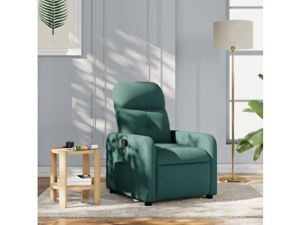 Polohovací křeslo tmavě zelené textil 374203