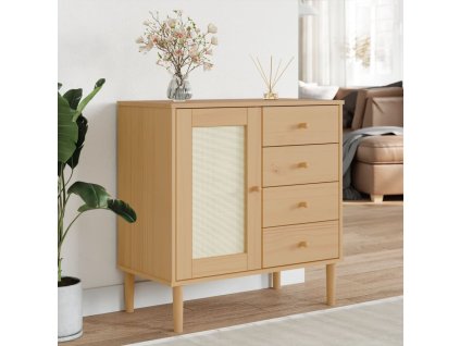 Příborník SENJA ratanový vzhled hnědý 80 x 40 x 80 cm borovice 358037