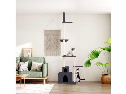 Kočičí strom ke stropu tmavě šedý 250,5–276,5 cm 171722