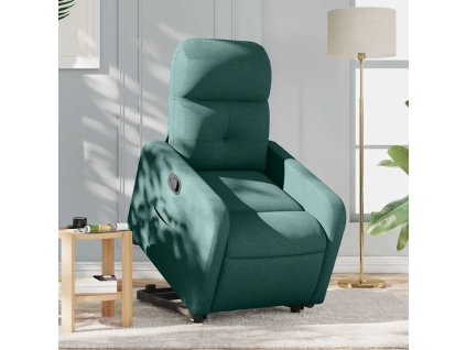 Zvedací polohovací křeslo tmavě zelené textil 3206801