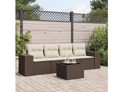 5dílná zahradní sedací souprava s poduškami hnědá polyratan 3254630