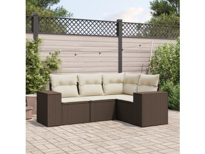 4dílná zahradní sedací souprava s poduškami hnědá polyratan 3254850