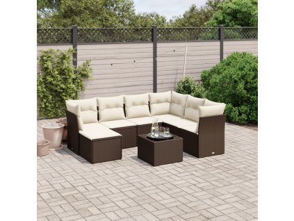 8dílná zahradní sedací souprava s poduškami hnědá polyratan 3263229