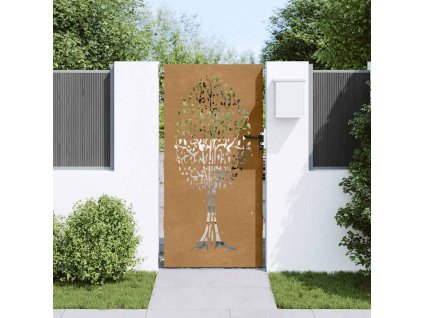 Zahradní branka 85 x 175 cm cortenová ocel Strom 153212