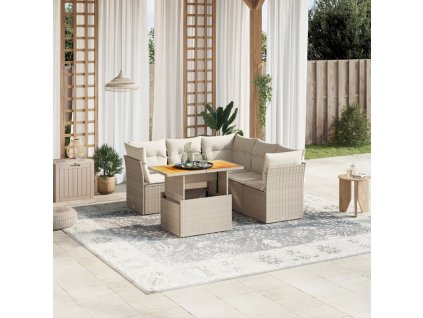 5dílná zahradní sedací souprava s poduškami béžová polyratan 3270827