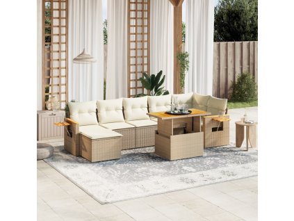 8dílná zahradní sedací souprava s poduškami béžová polyratan 3273627