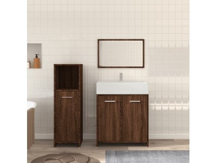 3dílný set koupelnového nábytku hnědý dub kompozitní dřevo 3154408