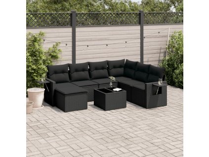 8dílná zahradní sedací souprava s poduškami černá polyratan 3220504