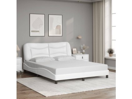 Rám postele bez matrace Hvar bílý 160x200 cm umělá kůže 3208010