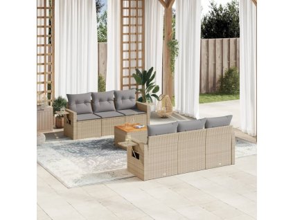 7dílná zahradní sedací souprava a podušky mix béžové polyratan 3256787