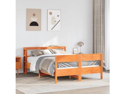 Postel bez matrace voskově hnědá 160 x 200 cm masivní borovice 3306182