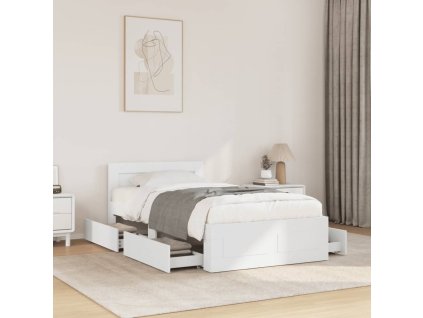 Rám postele s čelem bílý 75 x 190 cm kompozitní dřevo 3295618