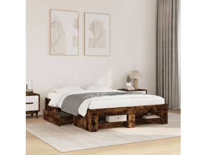 Rám postele bez matrace kouřový dub 140x190 cm kompozitní dřevo 3295503