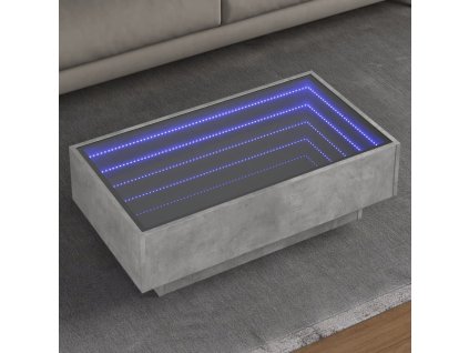 Konferenční stolek s LED betonově šedý 90 x 50 x 30 cm kompozit 847521