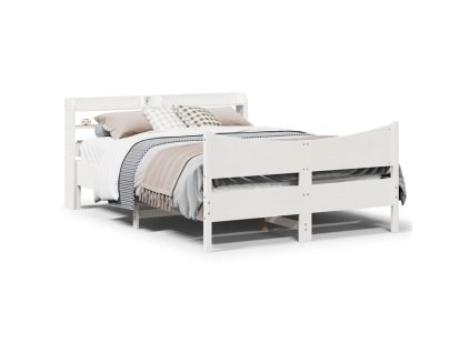 Rám postele s čelem bílý 135 x 190 cm masivní borovice 3307060