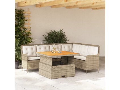 2dílná zahradní sedací souprava s poduškami béžová polyratan 3262086