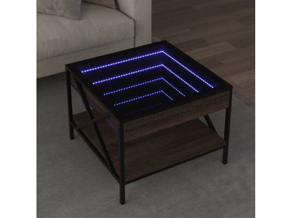 Konferenční stolek s Infinity LED hnědý dub 50 x 50 x 38 cm 847701
