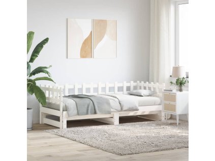 Výsuvná postel bílá 2x (90 x 190) cm masivní borovice 840392