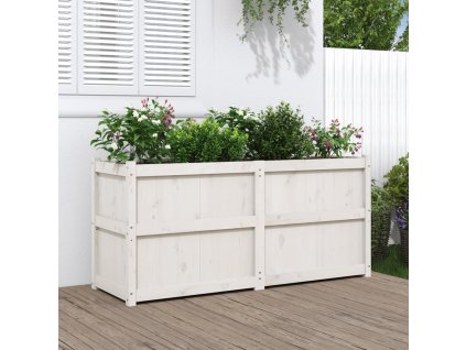 Zahradní truhlík bílý 150 x 50 x 70 cm masivní borovice 837490