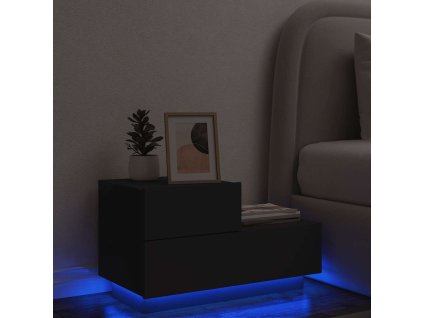 Noční stolek s LED osvětlením černý 70 x 36 x 40,5 cm 836778